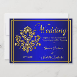 Convites Joia de Noiva Azul Real Dourado Elegante
