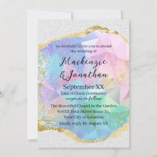 Convites Joia de Opala Glamourosa com Casamento de Ouro