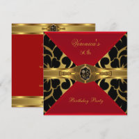 Jóia Floral Damasco Vermelho Dourado Preto de 50 A