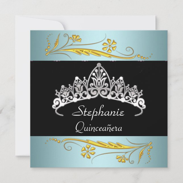 Convites Joias Douradas da Festa de aniversário Quinceañera (Frente)