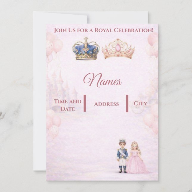 Convites Join us for a Royal Celebration Birthday Invites (Frente)