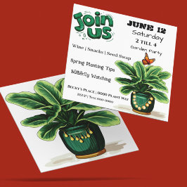 Convites Join Us Plants and Butterflies Garden Party Invite