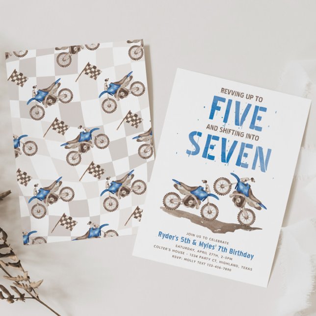 Convites Joint 5th & 7th Dirt Bike Birthday Invitation (Criador carregado)