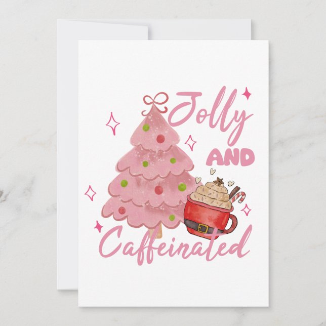 Convites Jolly and Caffeinated Christmas Tree Coffee Design (Frente)
