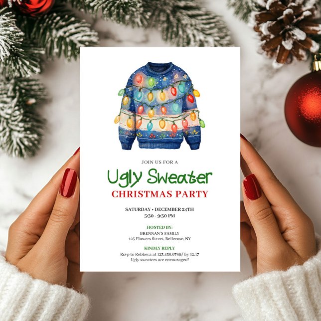 Convites Jolly Funny Ugly Sweater Christmas Invite (Jolly Funny Ugly Sweater Christmas Invite)