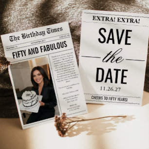 Convites Jornal de Aniversário de 50 Anos Cinquenta e Fabul