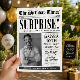 Convites Jornal de Aniversário Personalizado Surpresa de An