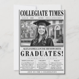 Convites Jornal de código QR personalizado de Graduação
