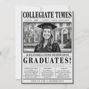 Convites Jornal de código QR personalizado de Graduação