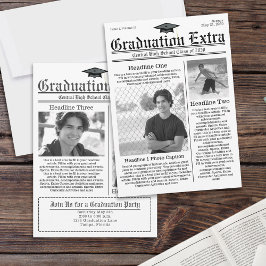 Convites Jornal de Colagem de Fotos em Preto e Branco do fo