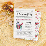 Convites Jornal de Natal | Festa de Férias Snowman<br><div class="desc">Leia tudo sobre isso! Volte a tempo com este convite de festas de Natal divertido e festivo! No topo do convite, "Uma festa de Natal" é impressa na tipografia da letra preta, seguida do nome da sua família em vermelho-escuro. Há uma ilustração do boneco de neve com aquarela no lado...</div>