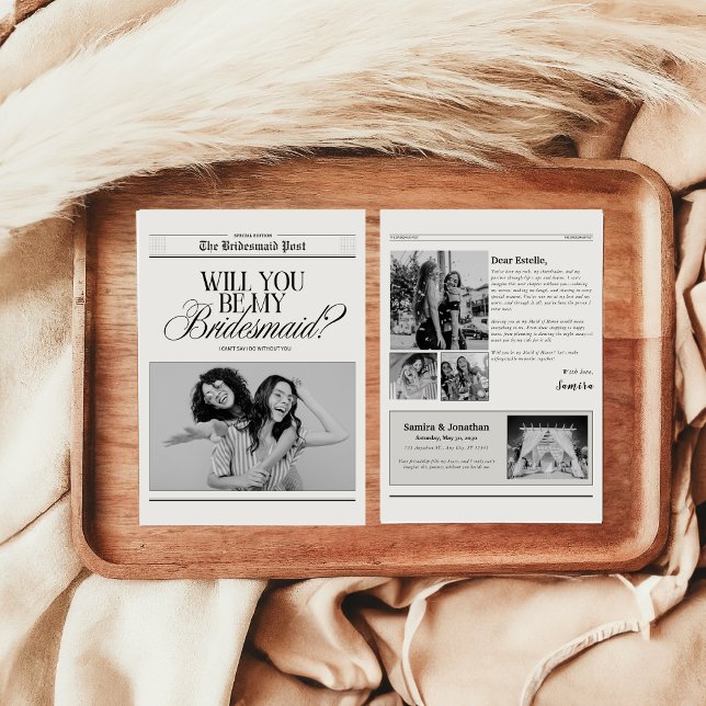 Convites Jornal de Proposta Minimalista da Bridesmaid (Criador carregado)
