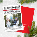 Convites Jornal Feriado Feriado Feriado Feriado Natal Códig<br><div class="desc">Esta design apresenta um convite de festas de Natal bonito e divertido, com uma única criativa divertida e festiva, um código QR para o seu URL ou link de um site de festas, canas vermelhas e brancas, um estilo de tipografia na moda, o polo norte Santa Claus, um simples design...</div>