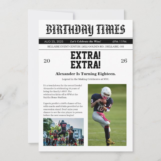Convites Jornal Futebol Aniversário (Frente)