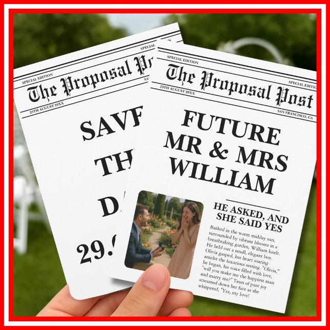 Convites Jornal Preto e Branco Diversão Foto Salve a Data (Criador carregado)