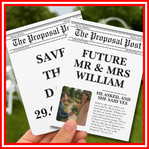 Convites Jornal Preto e Branco Foto Divertida Salvar Data