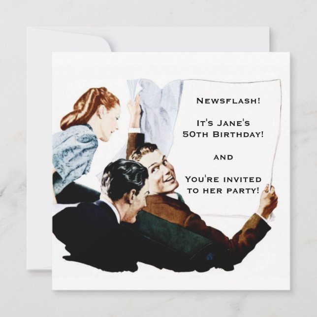 Convites Jornal Retro dos anos 50 (Frente)