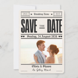 Convites Jornal Vintage Casamento Salve a data