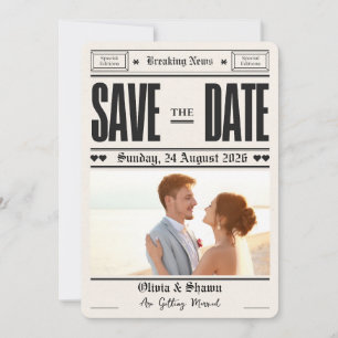 Convites Jornal Vintage Casamento Salve a data