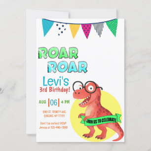 Convites Jovem aniversário selvagem do Dinossaur