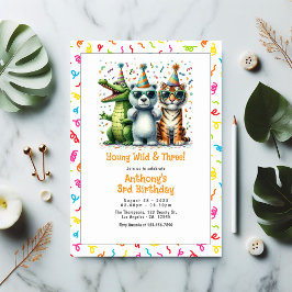 Convites "Jovem Selva Selvagem e Três" aniversário de 3 ano