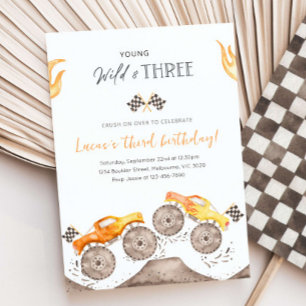 Convites Jovem, Selvagem & Caminhão Monstro Laranja THREE 3