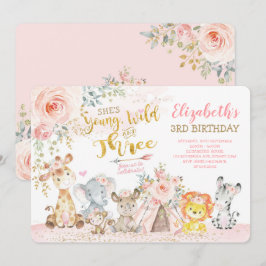 Convites Jovem Selvagem e aniversário de 3 anos Tribal Jung