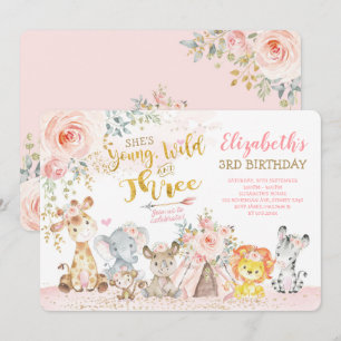 Convites Jovem Selvagem e aniversário de 3 anos Tribal Jung