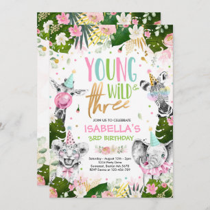Convites Jovem Selvagem E Festa De Animais Safari De Três A