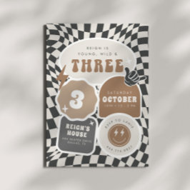 Convites Jovem, Selvagem e Três | 3º aniversário retrô dos 