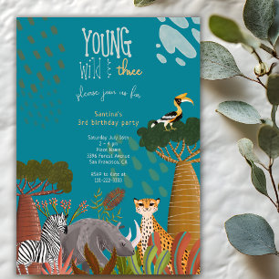 Convites Jovem Selvagem e Três Animais Safari 3º Aniversári