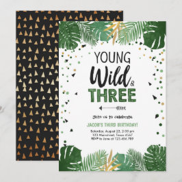 Convites Jovem Selvagem e Três Animais Safari Aniversário