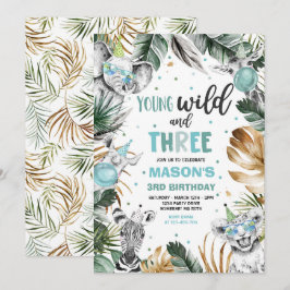 Convites Jovem Selvagem E Três Animais Selvagens Safari