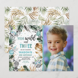 Convites Jovem Selvagem E Três Animais Selvagens Safari