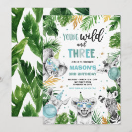 Convites Jovem Selvagem E Três Animais Selvagens Safari