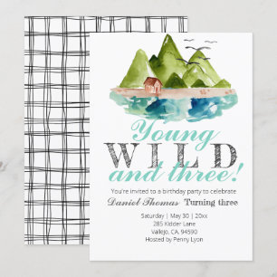 Convites Jovem selvagem e três aniversários de montanha
