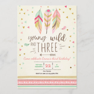 Convites Jovem selvagem e três convidam Rapariga Rosa Doura