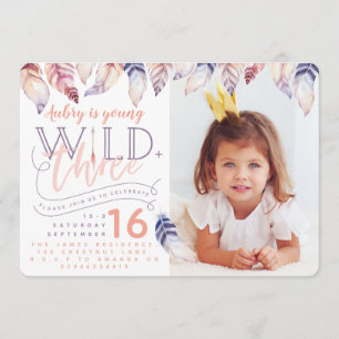 Convites Jovem, selvagem e três fotos de aniversário.