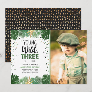 Convites Jovem selvagem e três garotinho sarcário tropica