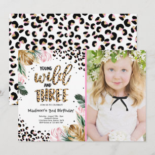 Convites Jovem Selvagem E Três Leopardo Selvagem Imprime A