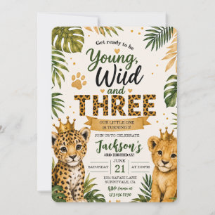 Convites Jovem Selvagem e Três Safari Jungle 3º Aniversário