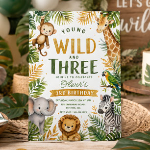 Convites Jovem Selvagem e Três Safari Jungle 3º Aniversário