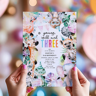Convites Jovem Selvagem & TRÊS Safari de 3º Aniversário