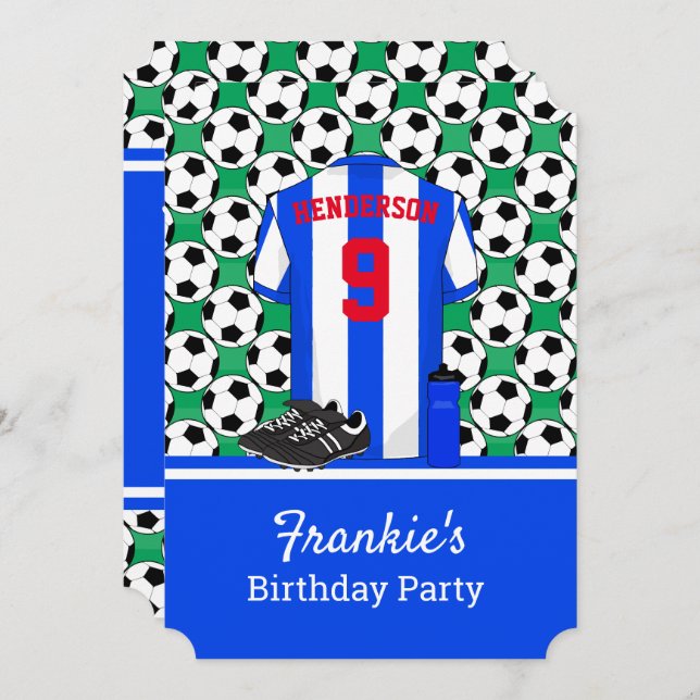 Convites Jovens jovens jogadores de futebol BW Strips (Frente/Verso)