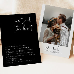 Convites JOVI Black Modern Edgy Photo Elopement Receptor