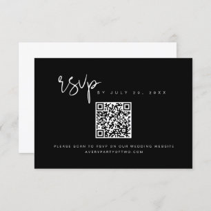 Convites JOVI Edgy Black and White QR Code Wedding RSVP