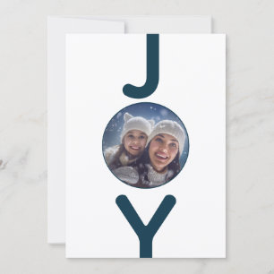Convites Joy Christmas foto white blue trendcard