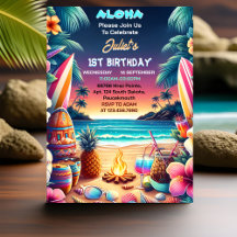 Joy hula Luau Surf aloha hawaiian primeiro anivers