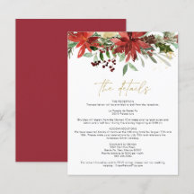 JOY Red Winter Poinsettia Floral Details Card