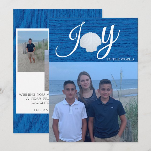 Convites Joy To The World Photo Collage Christmas Card (Frente/Verso)